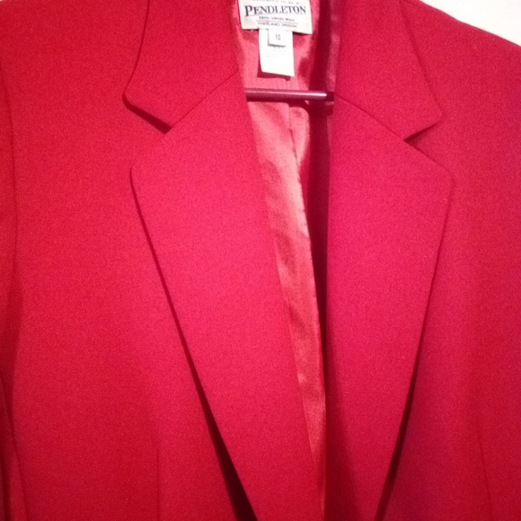 Pendleton Red 100% Wool Blazer Size 10 - Picture 6 of 7